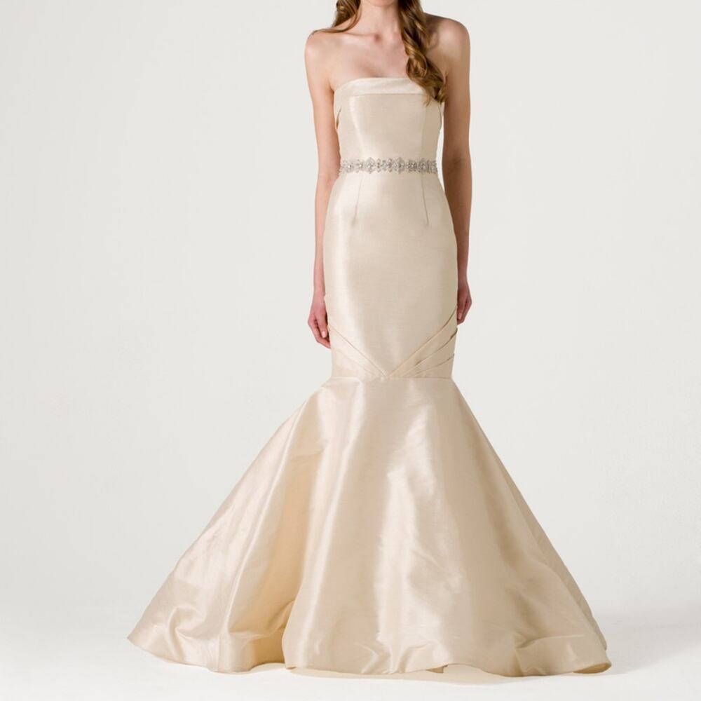 ANNE BARGE Wedding Dress Blue Willow Bride Strapless Formal Evening Gown Colette